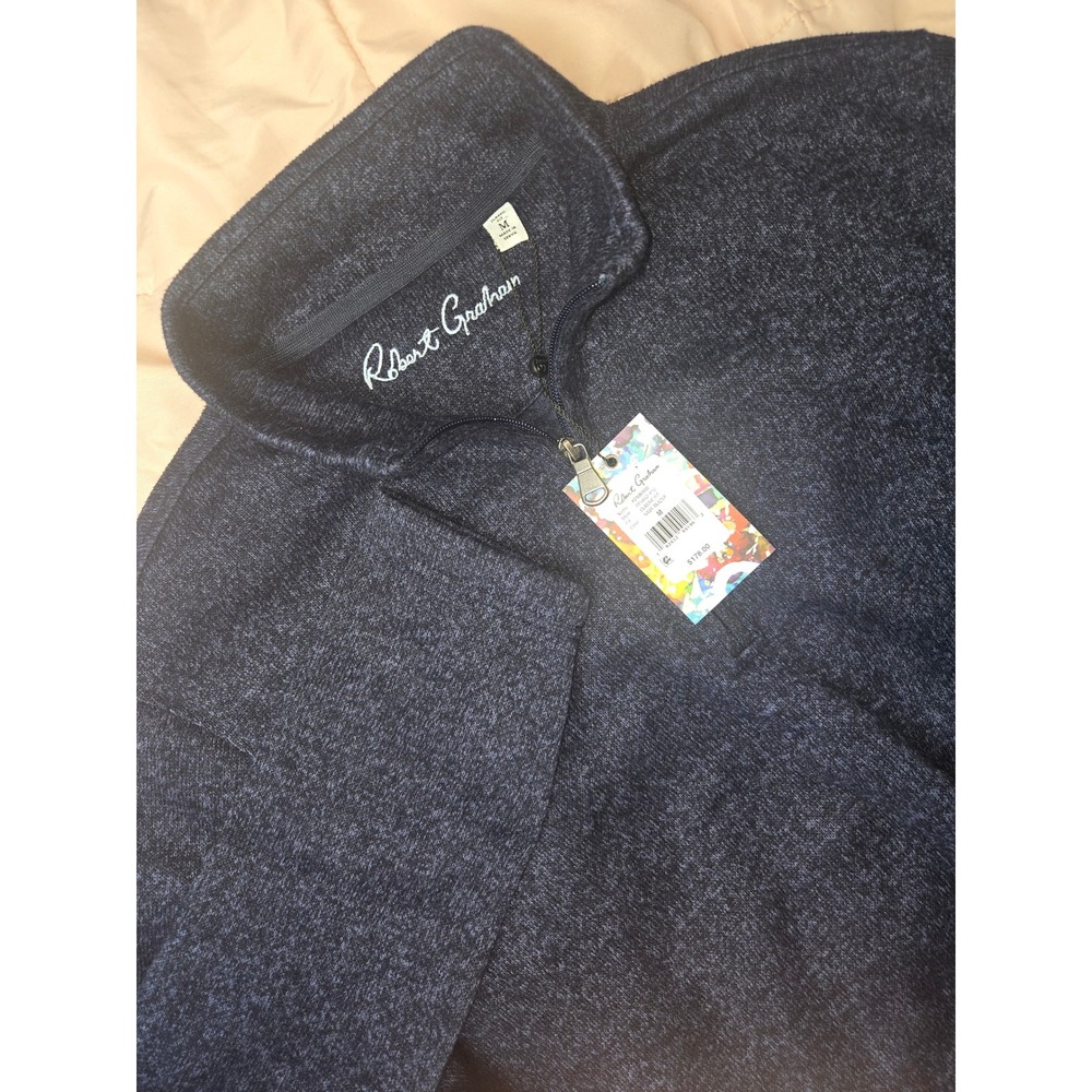 Robert Graham Kenwood 1/4 Zip Pullover Sweater Mens Medium Navy Classic Fit